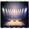 Ambesonne Basketball Shower Curtain, Crowded Basketball Arena Just Before Game Starts Tournament Theme, Cloth Fabric Bathroom Decor Set with Hooks, 69" W x 84" L, Beige Navy Brown view 2