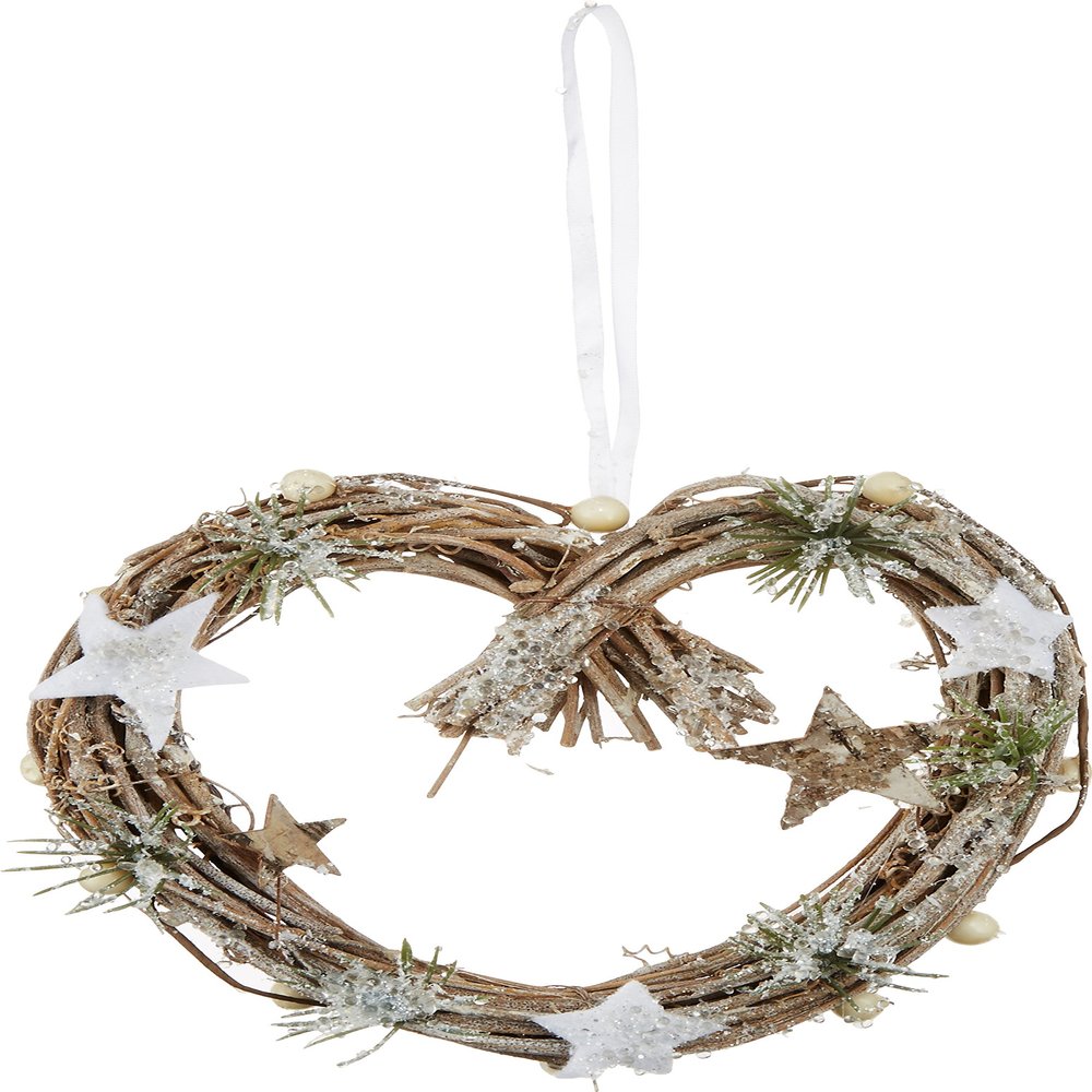 Nippon Vidayacom 1698JS Christmas Decoration, White Heart Wreath