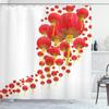 Ambesonne Asian Shower Curtain, Oval Shaped Folkloric Motif Flying Balloon Like Circle Form Illustration, Cloth Fabric Bathroom Decor Set with Hooks, 69" W x 84" L, Vermilion and Mustard view 1