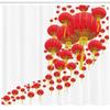 Ambesonne Asian Shower Curtain, Oval Shaped Folkloric Motif Flying Balloon Like Circle Form Illustration, Cloth Fabric Bathroom Decor Set with Hooks, 69" W x 84" L, Vermilion and Mustard view 2