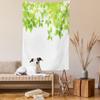Ambesonne Leaves Tapestry, Freshening Background Vibrant Leafage in Spring Flourishing Open up Plant Theme, Wall Hanging for Bedroom Living Room Dorm Decor, 60" X 80", Green White view 2
