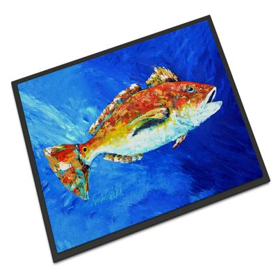 Caroline's Treasures MW1212JMAT Red Fish White Spin Doormat 24x36 Front Door Mat Indoor Outdoor Rugs for Entryway, Non Slip Washable Low Pile, 24H X 36W