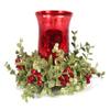 7 inch Mistletoe Floral Red Tea Light Candle Holder Set view 1