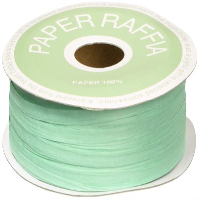 Heads Paper Raffia Ribbon, 0.2 inch (5 mm) Width x 164.4 ft (50 m) Roll, Emerald Heads PR-EM
