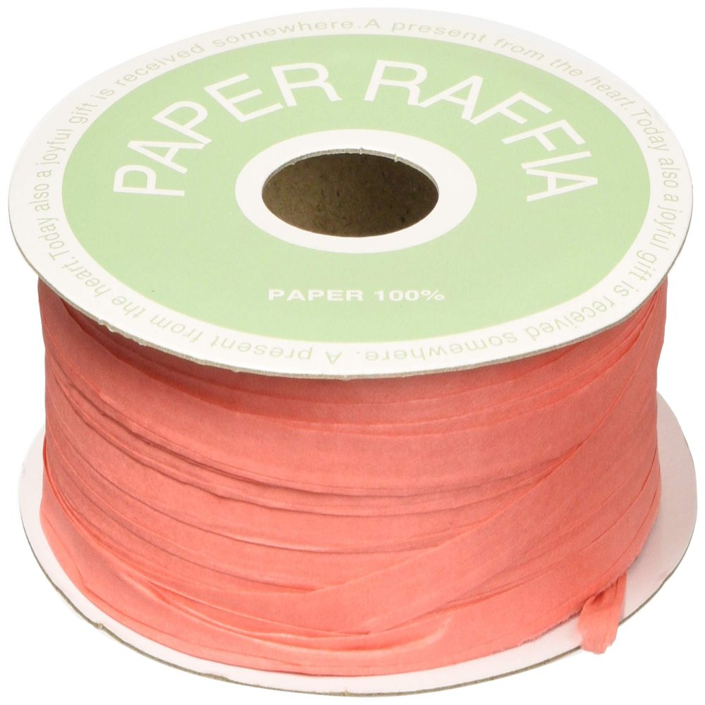 Heads PR-PI Paper Raffia Ribbon, 0.2 inch (5 mm) Width x 164.0 ft (50 m) Roll, Pink