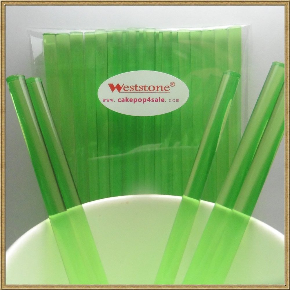 Heavy duty - 40pcs 6 in x 7/32 Acrylic Sticks For Cake Pops or Candy Apple (Green)