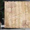 Ambesonne Beige Shower Curtain, Small Large Ginkgo Leaves Pattern Dramatic Dated Fossil Maidenhair Tree Nature Art, Cloth Fabric Bathroom Decor Set with Hooks, 69" W x 84" L, Beige Brown view 3