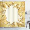 Ambesonne Pearls Shower Curtain, Illustration of a Frame Ornaments and Stones Baroque Style Floral Patterns, Cloth Fabric Bathroom Decor Set with Hooks, 69" W x 70" L, Cream Yellow view 1