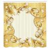 Ambesonne Pearls Shower Curtain, Illustration of a Frame Ornaments and Stones Baroque Style Floral Patterns, Cloth Fabric Bathroom Decor Set with Hooks, 69" W x 70" L, Cream Yellow view 2