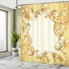 Ambesonne Pearls Shower Curtain, Illustration of a Frame Ornaments and Stones Baroque Style Floral Patterns, Cloth Fabric Bathroom Decor Set with Hooks, 69" W x 70" L, Cream Yellow view 4
