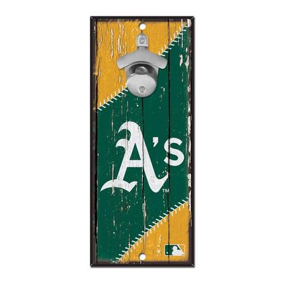 WinCraft MLB Oakland Athletics Bottle Opener5x11 Wood Sign Bottle Opener, Team Colors, 5"x11"