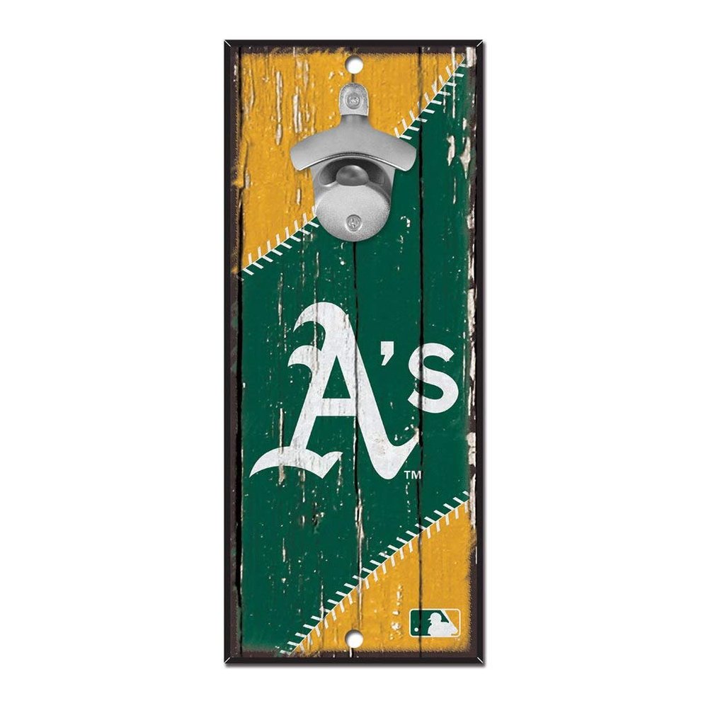 WinCraft MLB Oakland Athletics Bottle Opener5x11 Wood Sign Bottle Opener, Team Colors, 5"x11"