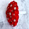 Ivory, Blue, Coral, T BlueRed Rose Flower Bridal Brooch Bouquet Wedding Bride 's Jewelry Crystal Pearl Rhinestone Cloth Fabric Bouquets (red) view 3