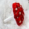 Ivory, Blue, Coral, T BlueRed Rose Flower Bridal Brooch Bouquet Wedding Bride 's Jewelry Crystal Pearl Rhinestone Cloth Fabric Bouquets (red) view 4