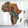 Ambesonne African Shower Curtain, Map with Countries Architectural Feature Popular Continent Artwork, Cloth Fabric Bathroom Decor Set with Hooks, 69" W x 75" L, Earth Yellow view 1