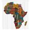 Ambesonne African Shower Curtain, Map with Countries Architectural Feature Popular Continent Artwork, Cloth Fabric Bathroom Decor Set with Hooks, 69" W x 75" L, Earth Yellow view 2