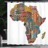 Ambesonne African Shower Curtain, Map with Countries Architectural Feature Popular Continent Artwork, Cloth Fabric Bathroom Decor Set with Hooks, 69" W x 75" L, Earth Yellow view 3