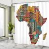 Ambesonne African Shower Curtain, Map with Countries Architectural Feature Popular Continent Artwork, Cloth Fabric Bathroom Decor Set with Hooks, 69" W x 75" L, Earth Yellow view 4