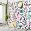 Ambesonne 90s Shower Curtain, Geometric Pattern in Retro Style Round Half Moon Triangle Shapes Art, Cloth Fabric Bathroom Decor Set with Hooks, 69" W x 70" L, Navy Yellow Pink view 4