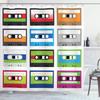Ambesonne 90s Shower Curtain, Composition of Retro Plastic Audio Cassettes Tapes Old Technology Entertainment Theme, Cloth Fabric Bathroom Decor Set with Hooks, 69" W x 84" L, Green Blue view 1