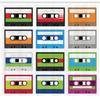 Ambesonne 90s Shower Curtain, Composition of Retro Plastic Audio Cassettes Tapes Old Technology Entertainment Theme, Cloth Fabric Bathroom Decor Set with Hooks, 69" W x 84" L, Green Blue view 2