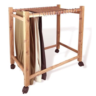 Cedar Elements Aromatic Red Cedar Rolling Pant Trolley/Trouser Rack with 16 Aromatic Cedar Hanging Rods and Four Rolling Wheels 17.5 x 29 x 27