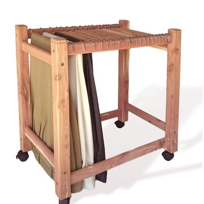 Cedar Elements Aromatic Red Cedar Rolling Pant Trolley/Trouser Rack with 16 Aromatic Cedar Hanging Rods and Four Rolling Wheels (Heavy Duty) 17.5 x 29 x 27