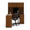 Bestar Embassy 66W L-Shaped Desk with Two Pedestals and Hutch in Dark Chocolate view 4