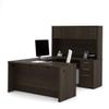 Bestar Embassy 66W U-Shaped Executive Desk with Pedestal and Hutch in Dark Chocolate view 1