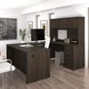 Bestar Embassy 66W U-Shaped Executive Desk with Pedestal and Hutch in Dark Chocolate view 2