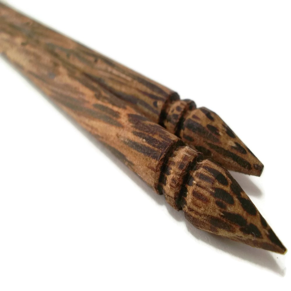Chopsticks Palm Wood Unique Wood Gain Handmade Noodles Rice Kitchen Food Chopstick Engraved Round Shape