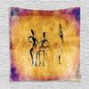 Ambesonne African Tapestry, Native Women Dancing Community Celebrating Folkloric Motions Retro Pattern, Wall Hanging for Bedroom Living Room Dorm Decor, 60" X 80", Tan Purple view 1