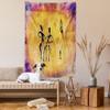 Ambesonne African Tapestry, Native Women Dancing Community Celebrating Folkloric Motions Retro Pattern, Wall Hanging for Bedroom Living Room Dorm Decor, 60" X 80", Tan Purple view 2