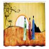 Ambesonne African Shower Curtain, People Facing Large Sun Savannah Desert Boho Wildlife Illustration, Cloth Fabric Bathroom Decor Set with Hooks, 69" W x 84" L, Pale Green Brown White view 2