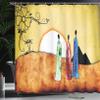 Ambesonne African Shower Curtain, People Facing Large Sun Savannah Desert Boho Wildlife Illustration, Cloth Fabric Bathroom Decor Set with Hooks, 69" W x 84" L, Pale Green Brown White view 3