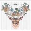 Ambesonne Antlers Shower Curtain, Deer Head with Flowers Blooms Cultural Design Ornamental Illustration, Cloth Fabric Bathroom Decor Set with Hooks, 69" W x 84" L, Tan Green Teal view 2