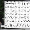 Ambesonne Antlers Shower Curtain, Horns of Antelope Buffalo Cattle Moose Sheep Silhouettes Symbolist Art Design, Cloth Fabric Bathroom Decor Set with Hooks, 69" W x 84" L, White Charcoal view 3