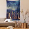 Ambesonne Cityscape Tapestry, Hong Kong Cityscape Stormy Weather Dark Cloudy Sky Waterfront Port Dramatic View, Wall Hanging for Bedroom Living Room Dorm Decor, 60" X 80", Indigo Orange view 2
