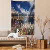 Ambesonne Cityscape Tapestry, Night View Hong Kong Victoria Harbor Business Financial District Cityscape Print, Wall Hanging for Bedroom Living Room Dorm Decor, 40" X 60", White Indigo view 2