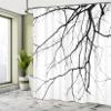 Ambesonne Black White Shower Curtain, Macro Leafless Winter Tree Branches Idyllic Twigs of Oak Nature Print, Cloth Fabric Bathroom Decor Set with Hooks, 69" W x 84" L, Black White view 4