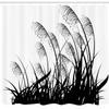 Ambesonne Black and White Shower Curtain, Silhouette of Bushes Wild Plants Wheat Field Twiggy Herbs Seasonal Picture, Cloth Fabric Bathroom Decor Set with Hooks, 69" W x 84" L, White Charcoal Grey view 2