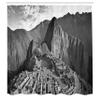 Ambesonne Black and White Shower Curtain, Aerial View of Peru Village Architectural Landmark Buildings Day Time, Cloth Fabric Bathroom Decor Set with Hooks, 69" W x 84" L, Black and White view 2