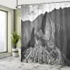 Ambesonne Black and White Shower Curtain, Aerial View of Peru Village Architectural Landmark Buildings Day Time, Cloth Fabric Bathroom Decor Set with Hooks, 69" W x 84" L, Black and White view 4