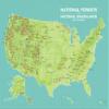 US National Forests & Grasslands Map 18x24 Poster (Green & Aqua) view 1