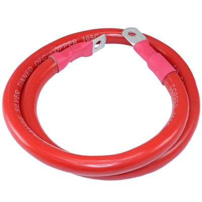 Advance MCS Electronics 2/0 Gauge Tinned Oxygen Free Copper Cable with 3/8" and 5/16" Lug (02 ft, Red)
