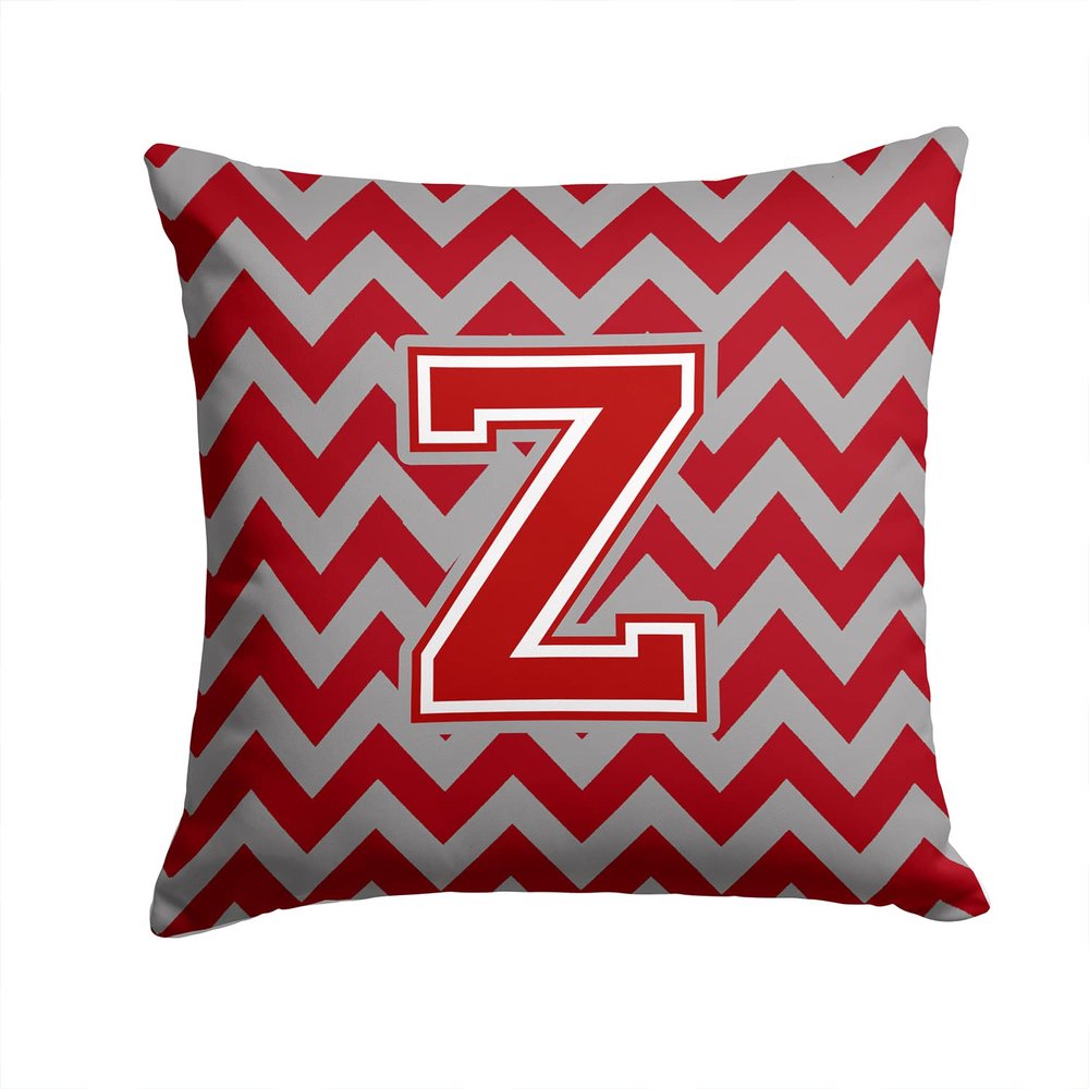 Caroline's Treasures CJ1049-ZPW1414 Letter Z Chevron Maroon and White Fabric Decorative Pillow Machine Washable, Indoor Outdoor Decorative Pillow for Couch, Bed or Patio, 14Hx14W