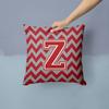 Caroline's Treasures CJ1049-ZPW1414 Letter Z Chevron Maroon and White Fabric Decorative Pillow Machine Washable, Indoor Outdoor Decorative Pillow for Couch, Bed or Patio, 14Hx14W view 2