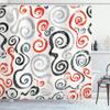 Ambesonne Grunge Shower Curtain, Swirls Pattern with Grunge Effect Baroque Geometric Ornament Funky Design Art, Cloth Fabric Bathroom Decor Set with Hooks, 69" W x 75" L, White Orange view 1