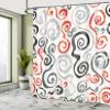 Ambesonne Grunge Shower Curtain, Swirls Pattern with Grunge Effect Baroque Geometric Ornament Funky Design Art, Cloth Fabric Bathroom Decor Set with Hooks, 69" W x 75" L, White Orange view 4