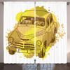 Ambesonne Grunge Curtains, Retro Car with Digital Grunge Torn Splash Dirty Graffiti Like Urban Illustration, Living Room Bedroom Window Drapes 2 Panel Set, 108" X 84", Green Mustard view 1